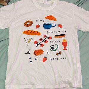 White Graphic Tee "Find Something Sweet"